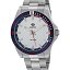 Reloj Marea Hombre Esfera Blanca con Detalles Azul Oscuro y Rojo, Brazalete de Acero